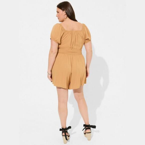 Torrid Rayon Slub Smocked Waist Romper 2X NWT - Picture 2 of 10